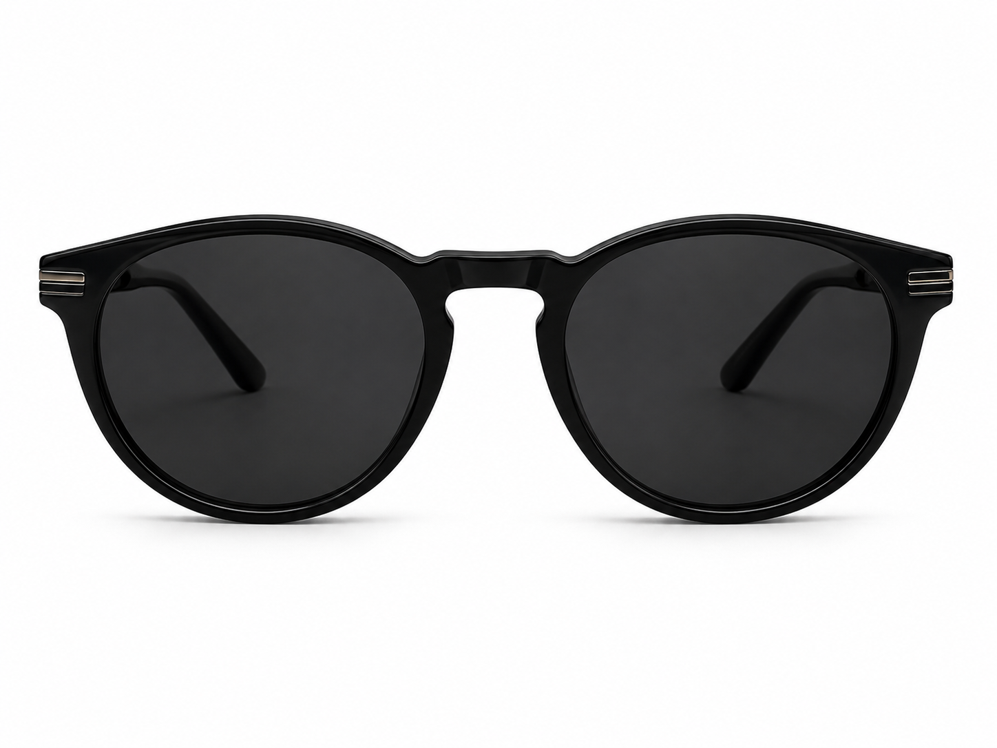 Albert Italy Glossy Black Round Acetate Sunglasses