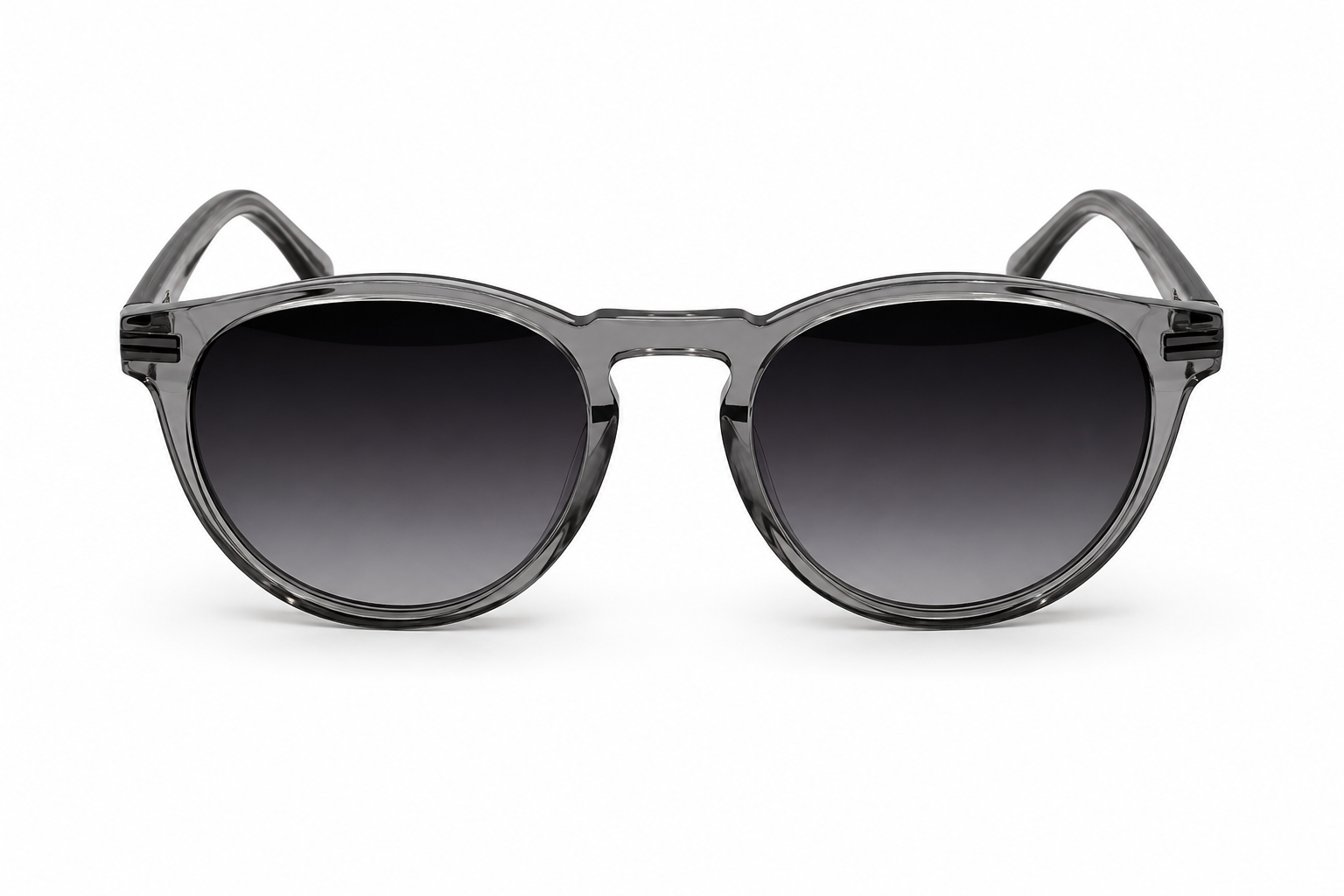 Albert Italy Transparent Smoke Grey Round Sunglasses