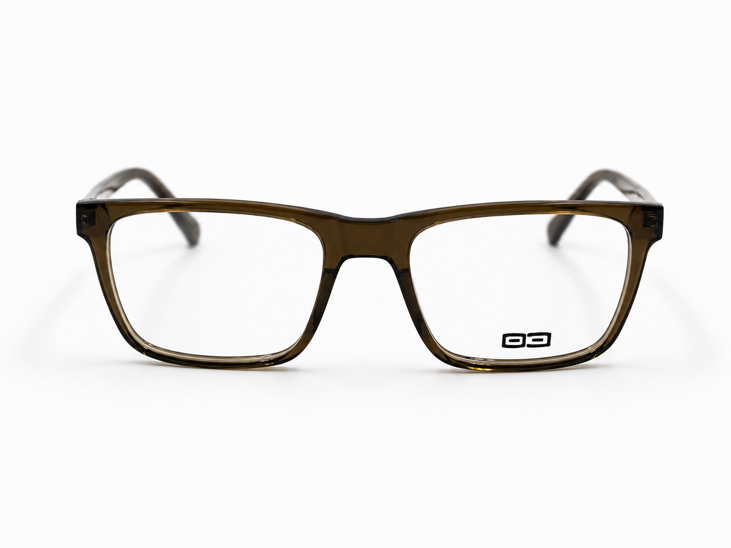 O3 Transparent Olive Brown Rectangular Acetate Frame