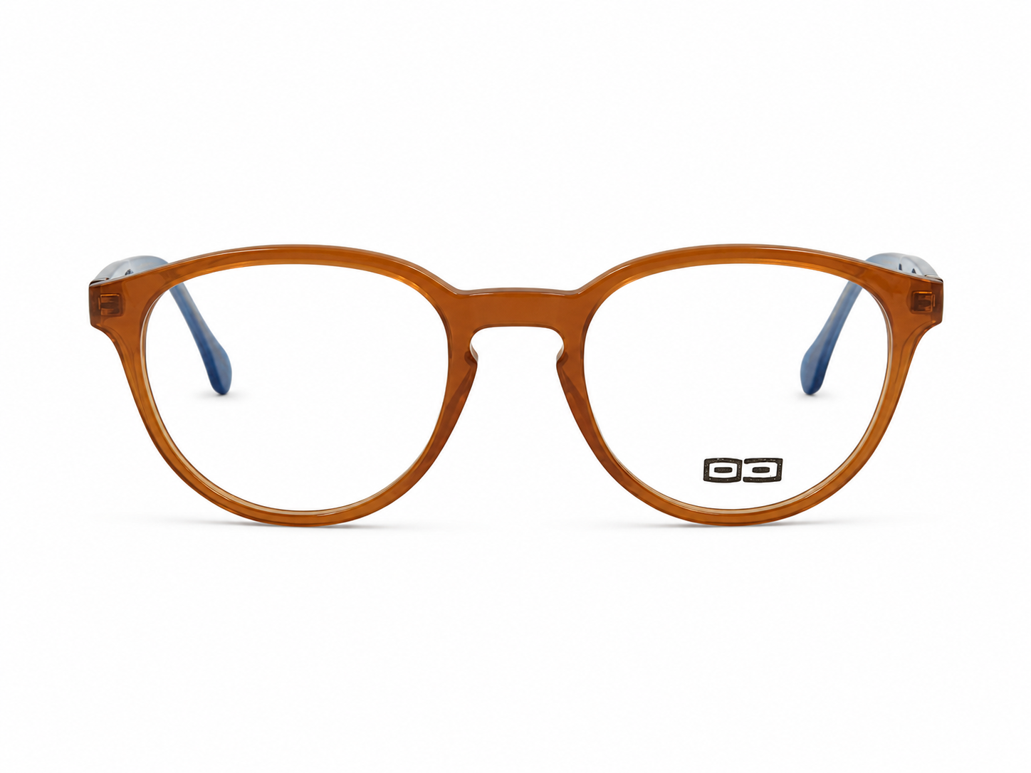 O3 Glossy Honey Brown & Royal Blue Two-Tone Round Frame