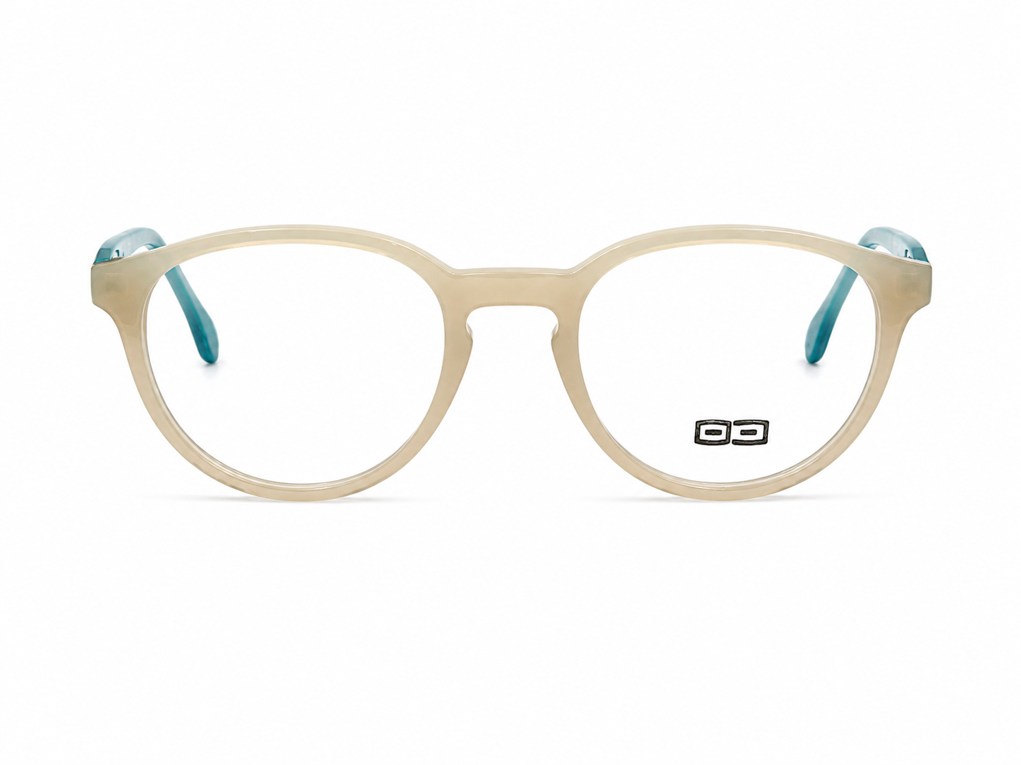 O3 Frosted White & Teal Two-Tone Round Frame