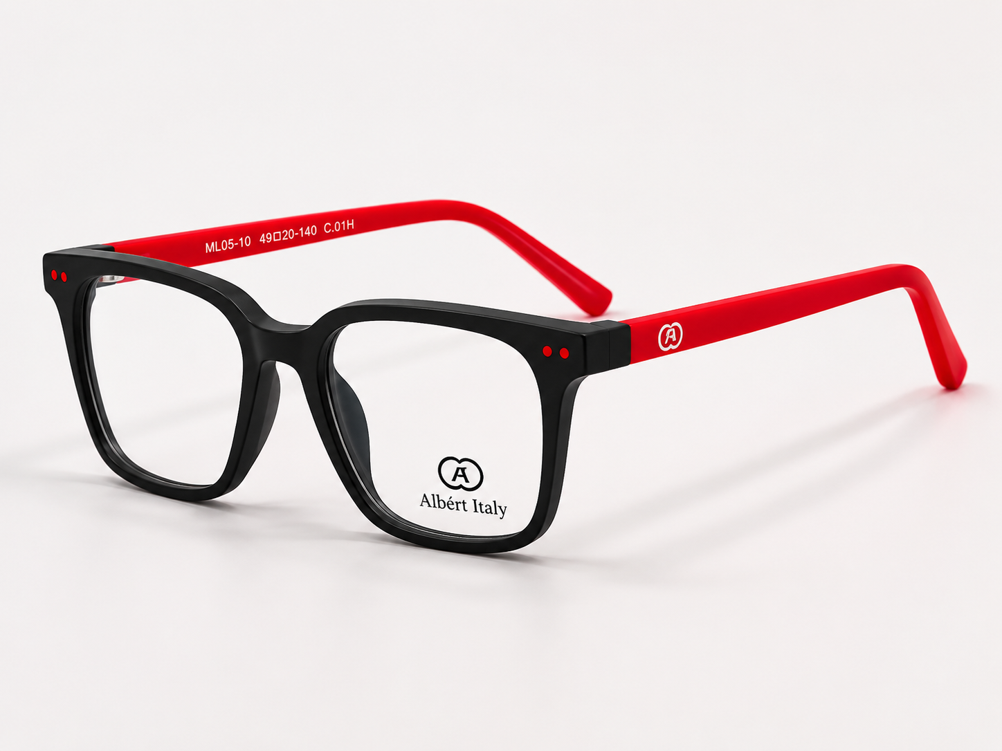 Albert Italy Matte Black & Red Square Frame - Image 3