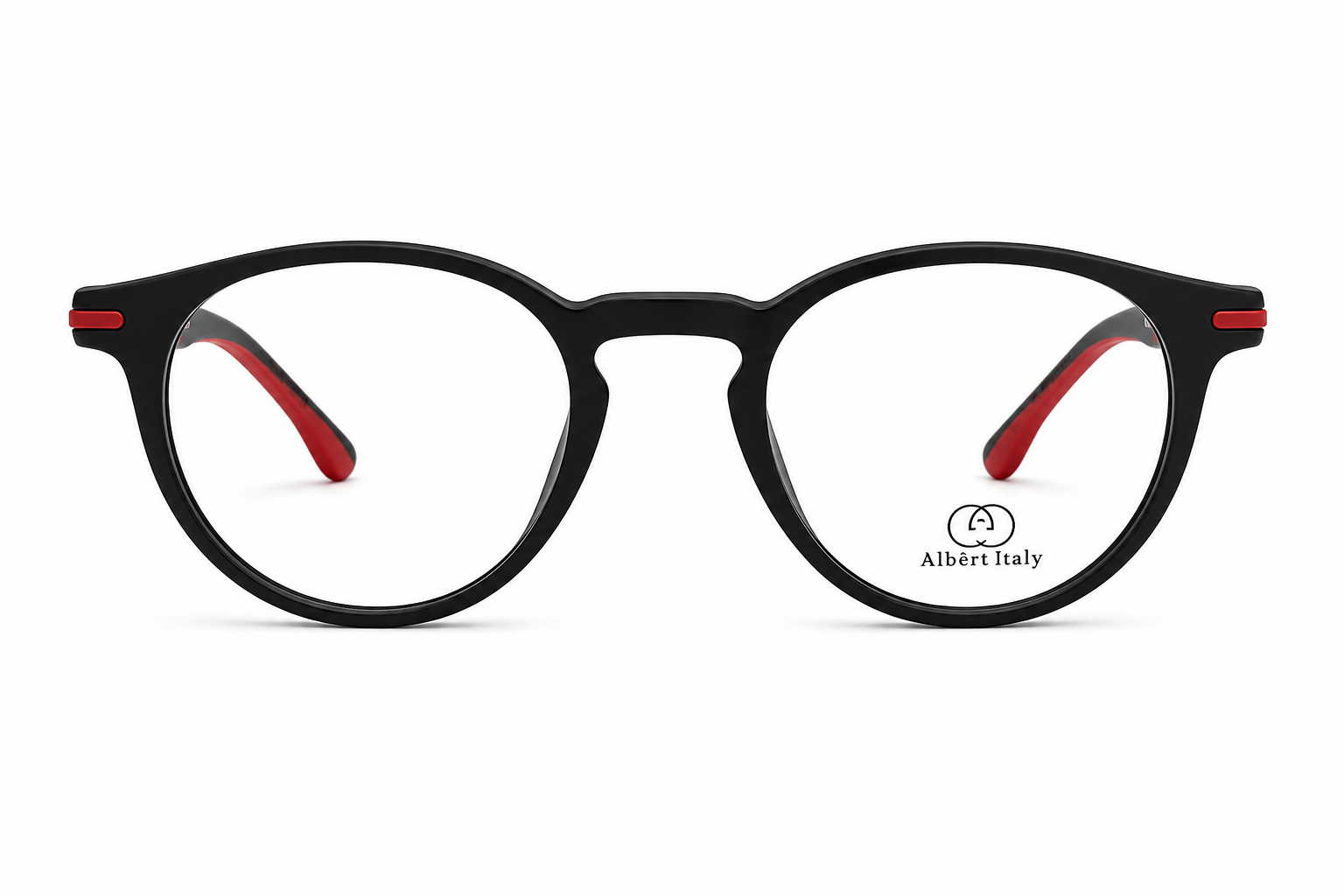 Albert Italy Matte Black & Red-White Round Frame