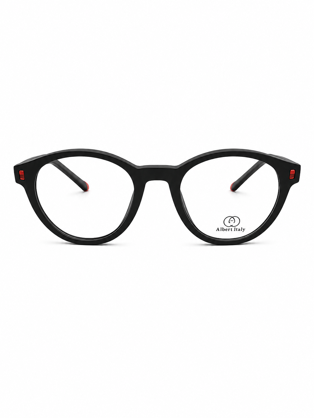 Albert Italy Matte Black & Red Round Frame