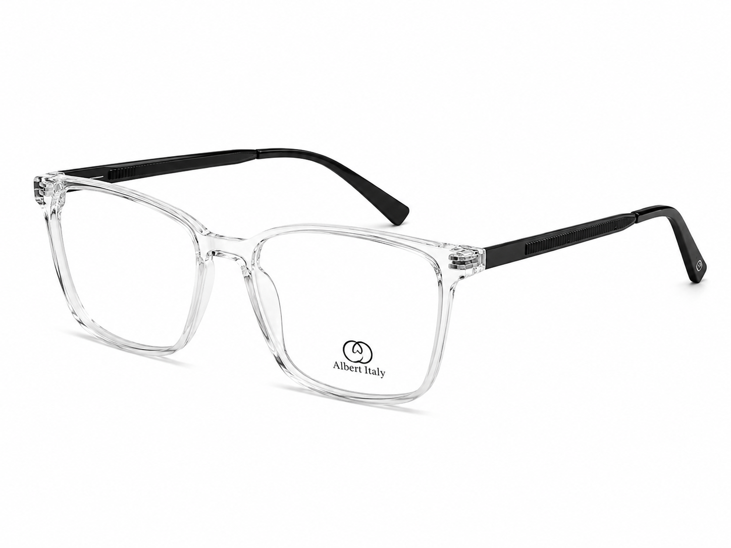 Albert Italy Transparent Crystal & Black Rectangular Frame