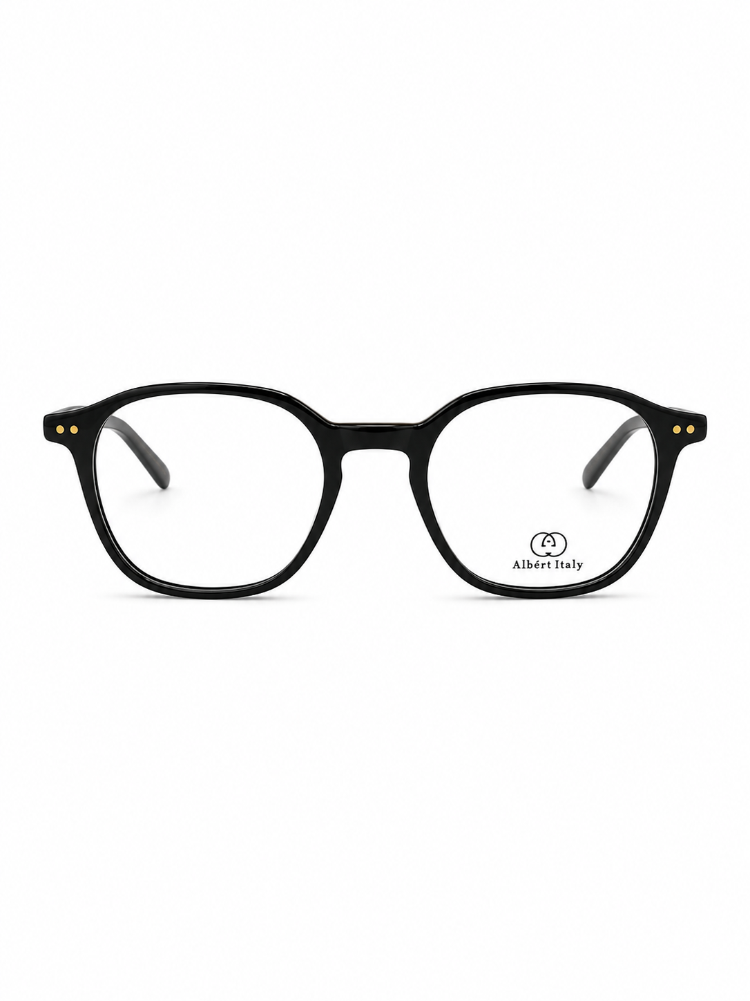 Albert Italy Glossy Black Geometric Round-Square Frame