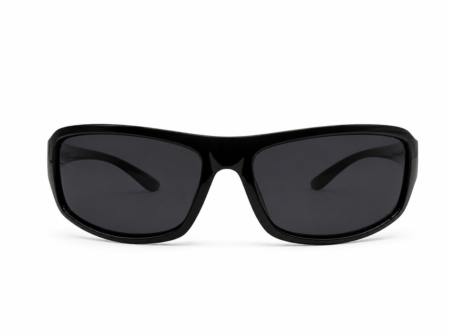Jet Glossy Black Sport Wrap Polarized Sunglasses