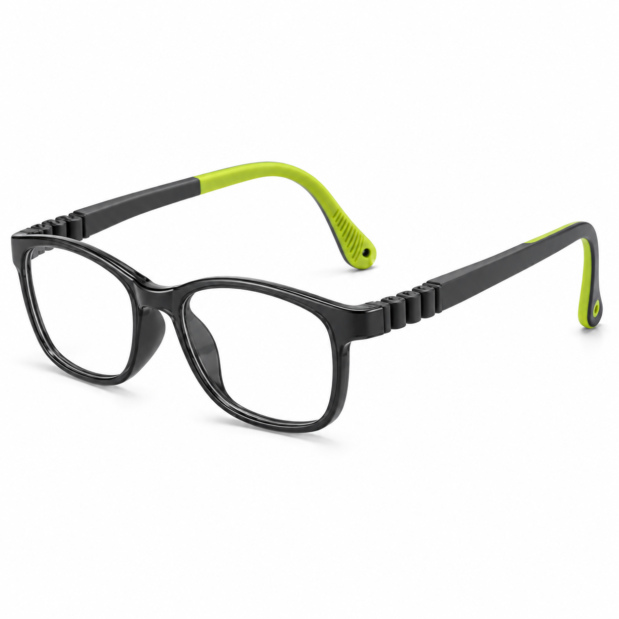 FANDO Kids Black Lime Green Rounded Square Frame