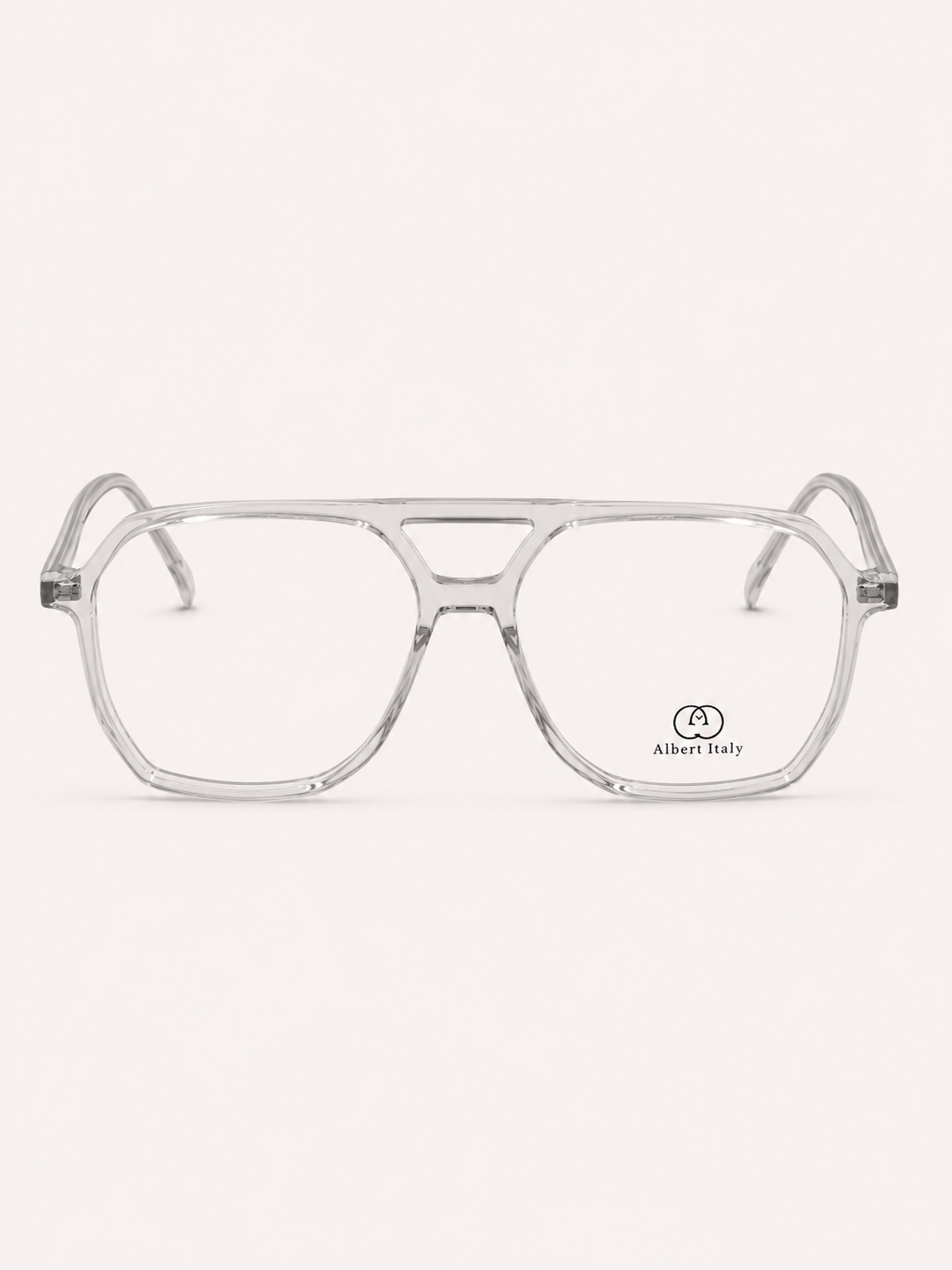 Albert Italy Crystal Clear Double-Bridge Aviator Frame