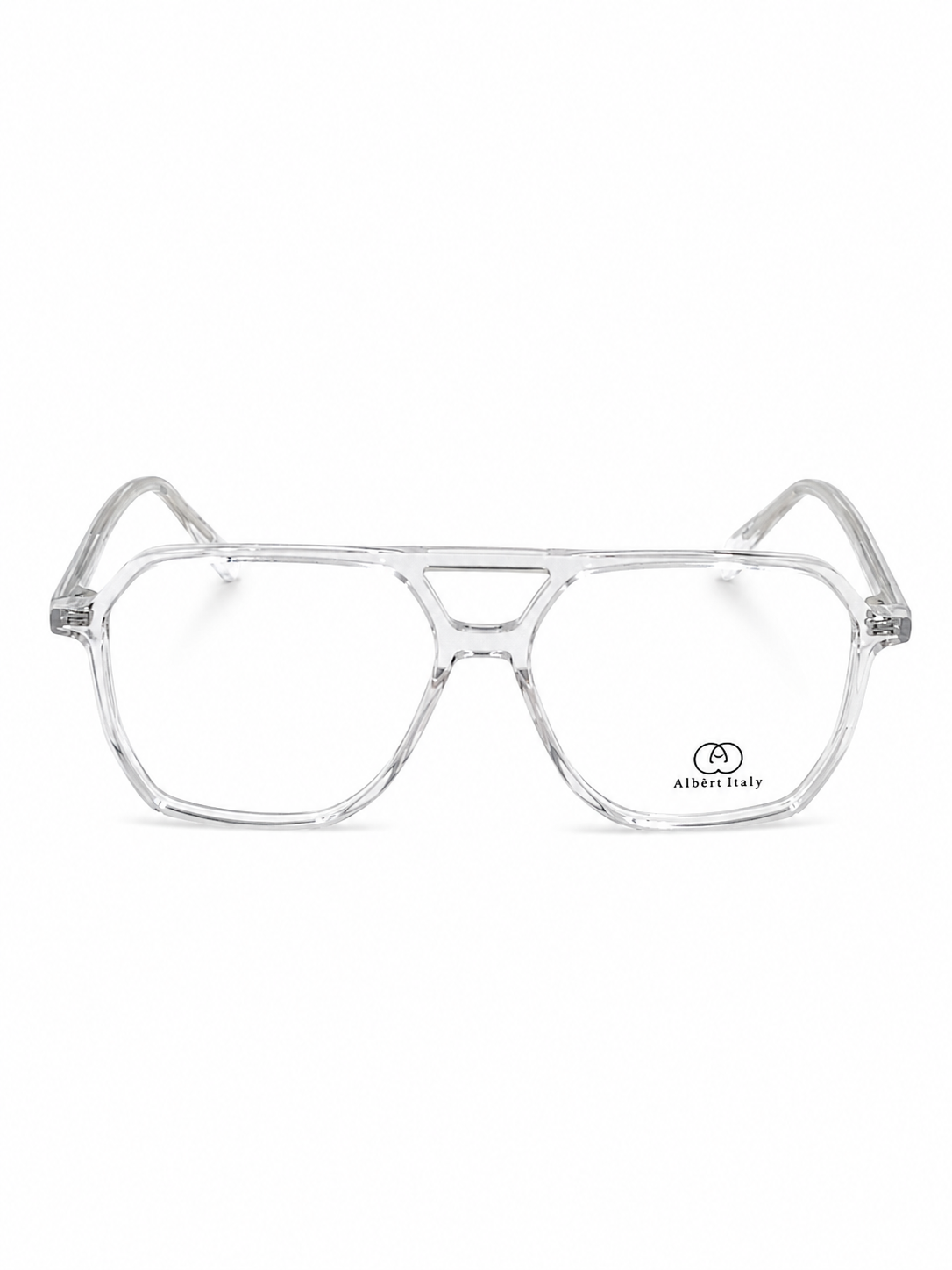 Albert Italy Crystal Clear Double-Bridge Aviator Frame