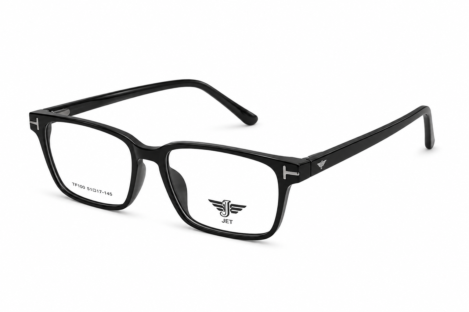 JET Glossy Black Rectangular Acetate Frame