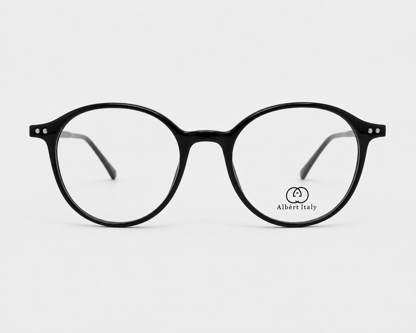 Albert Italy Glossy Black & Silver Round Frame