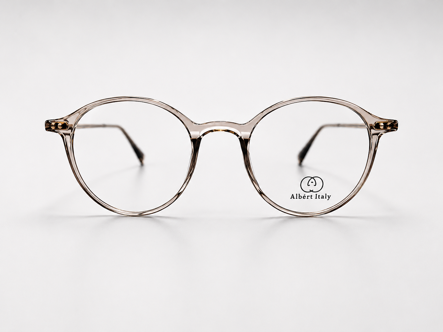Albert Italy Transparent Grey & Grey Round Frame