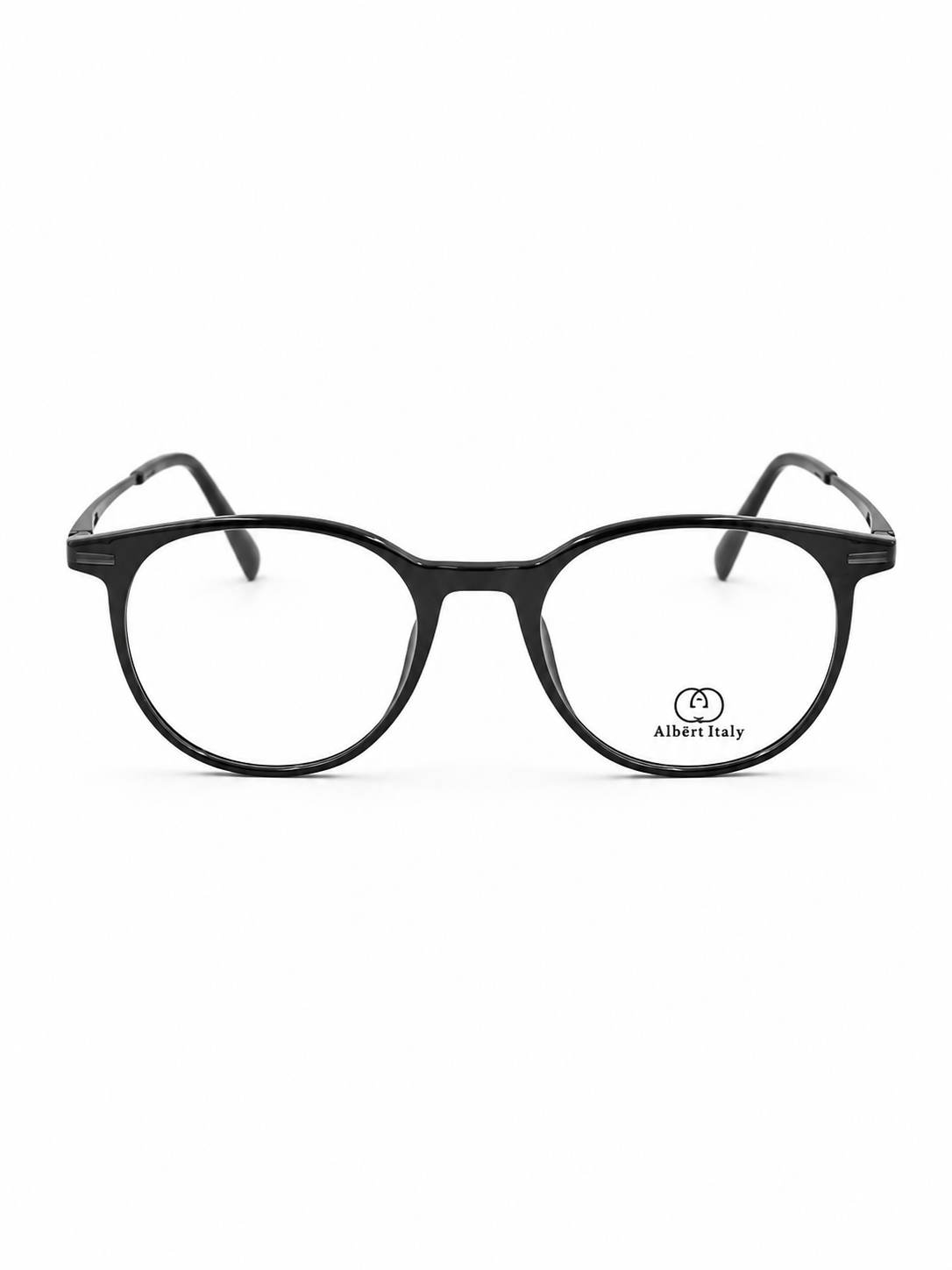 Albert Italy Glossy Black & Silver Round Frame