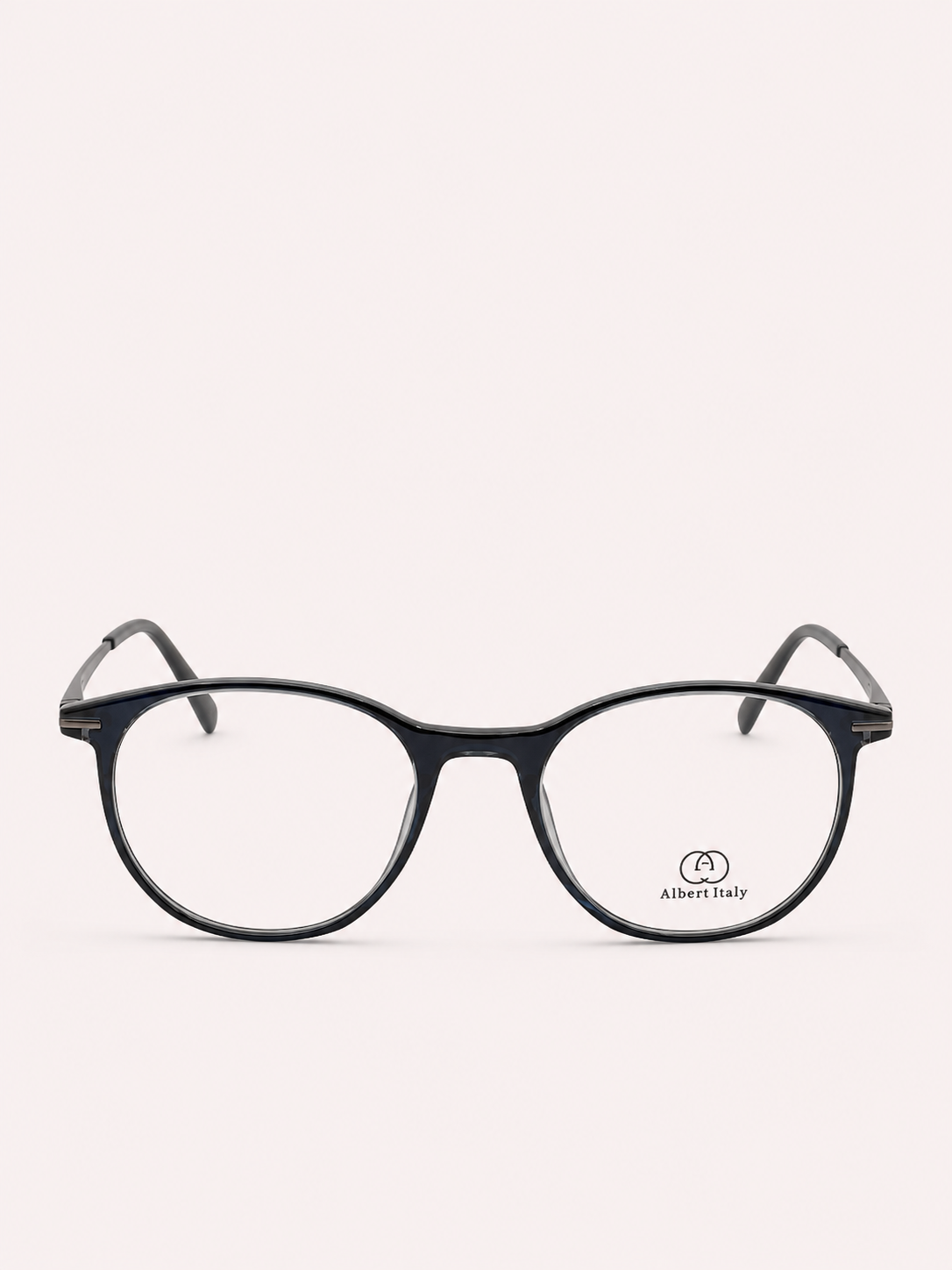 Albert Italy Glossy Dark Green & Silver Round Frame