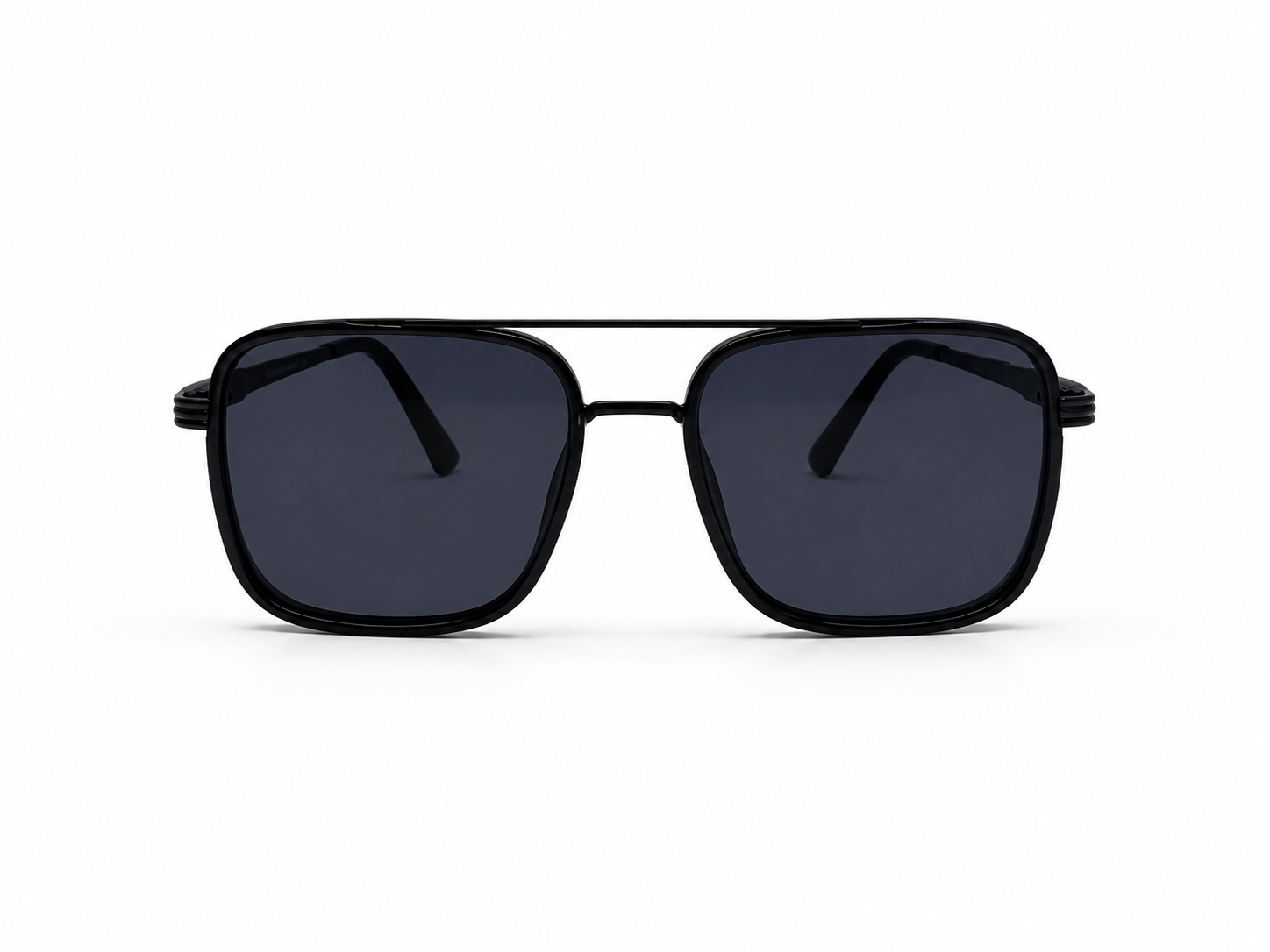 Jet Black Square Navigator Sunglasses