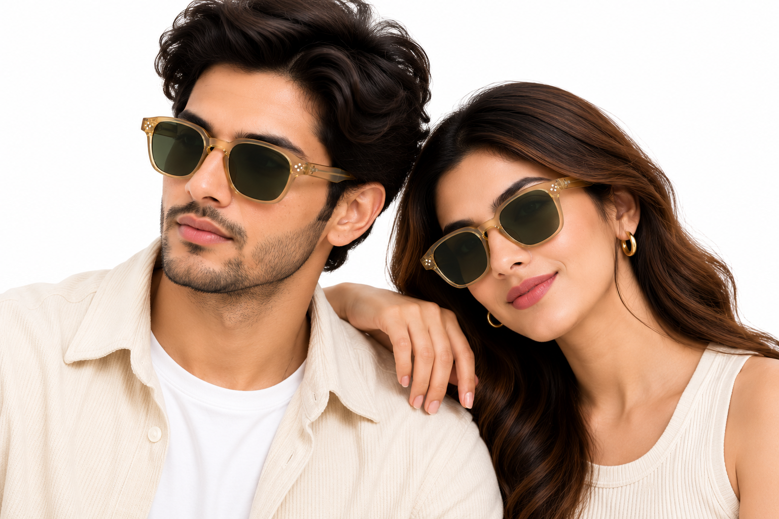 JET Champagne Amber & Olive Brown Panto Sunglasses - Image 6
