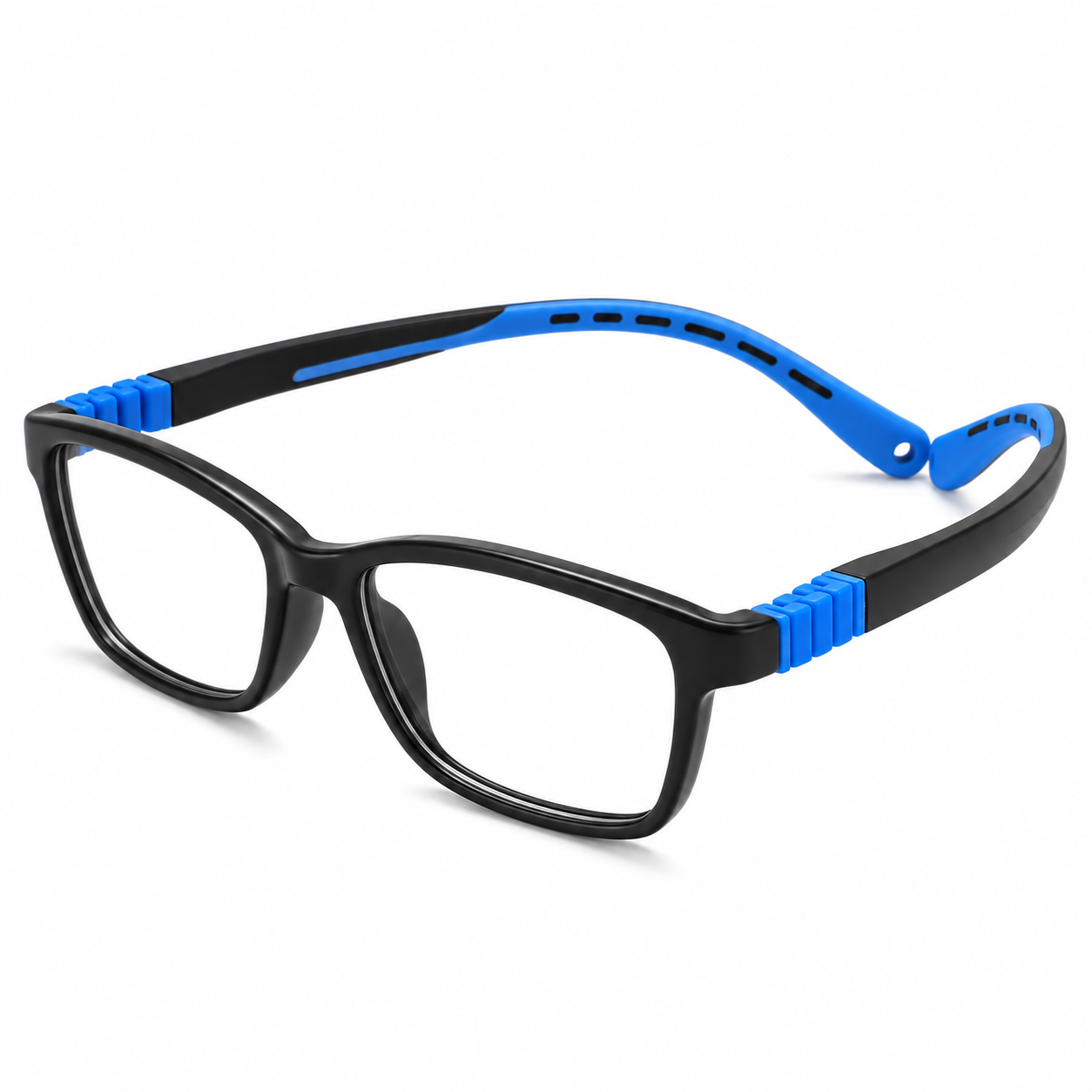 FANDO Kids Black Blue Rectangular Frame