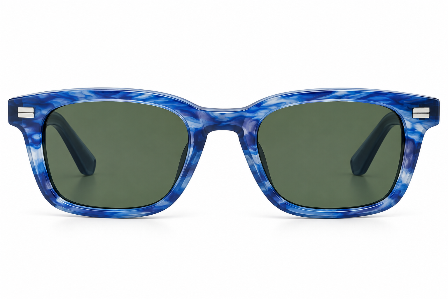 JET Navy Blue Marbled & Green Wayfarer Sunglasses - Image 2