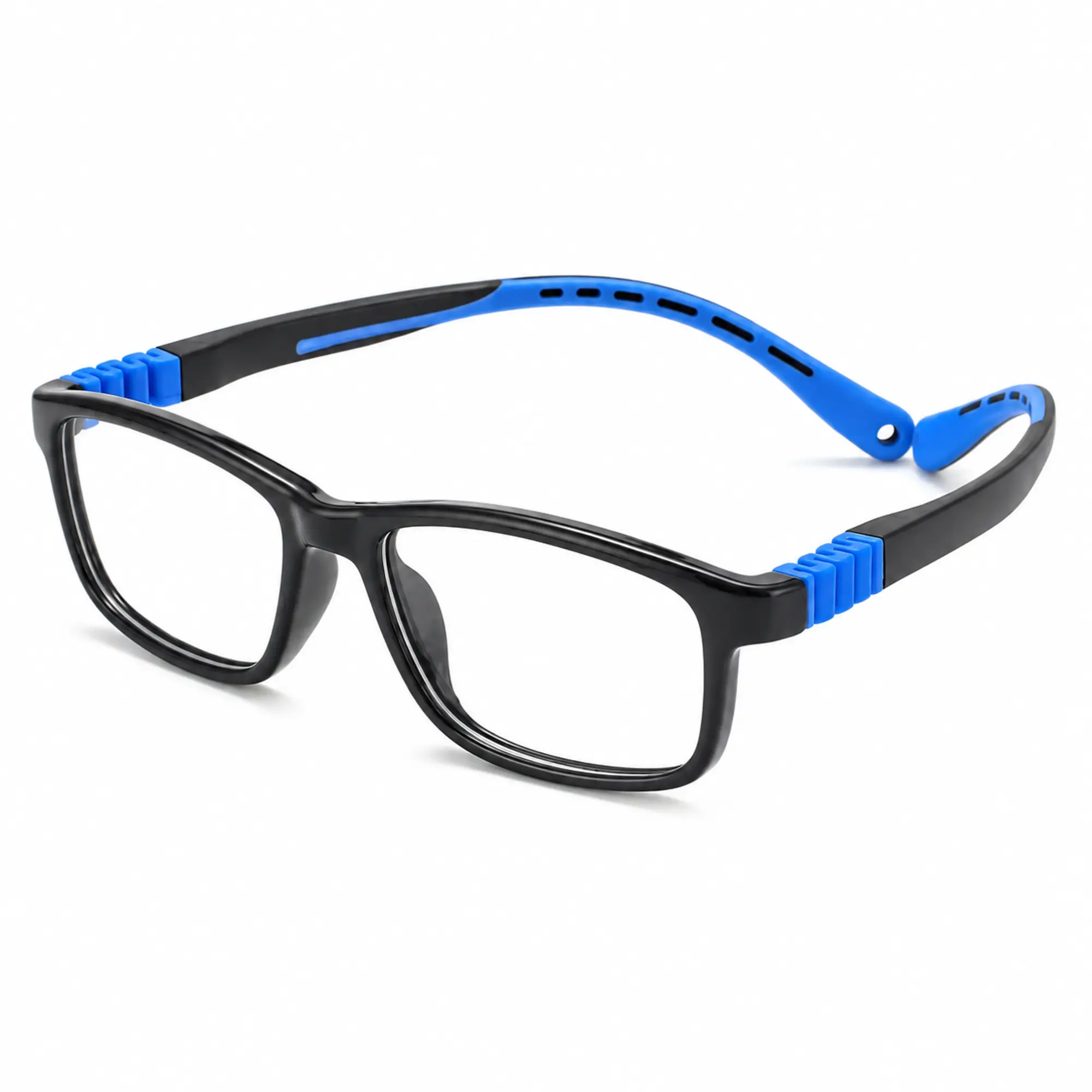 FANDO Glossy Black & Sky Blue Rectangular Frame