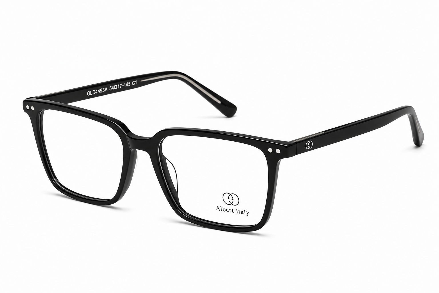 Albert Italy Glossy Black Rectangular Optical Frame