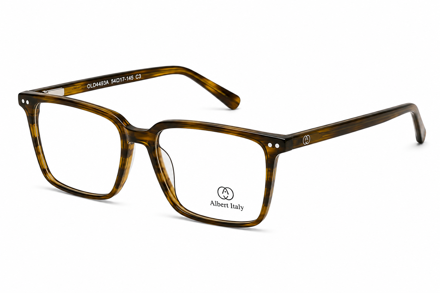 Albert Italy Brown Striped Tortoise Rectangular Frame