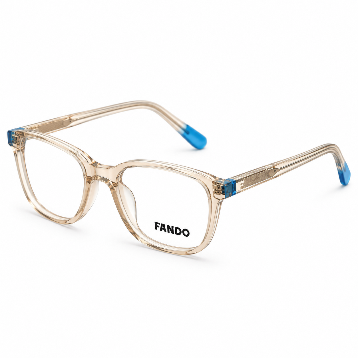 FANDO Champagne Clear & Blue Round Panto Frame