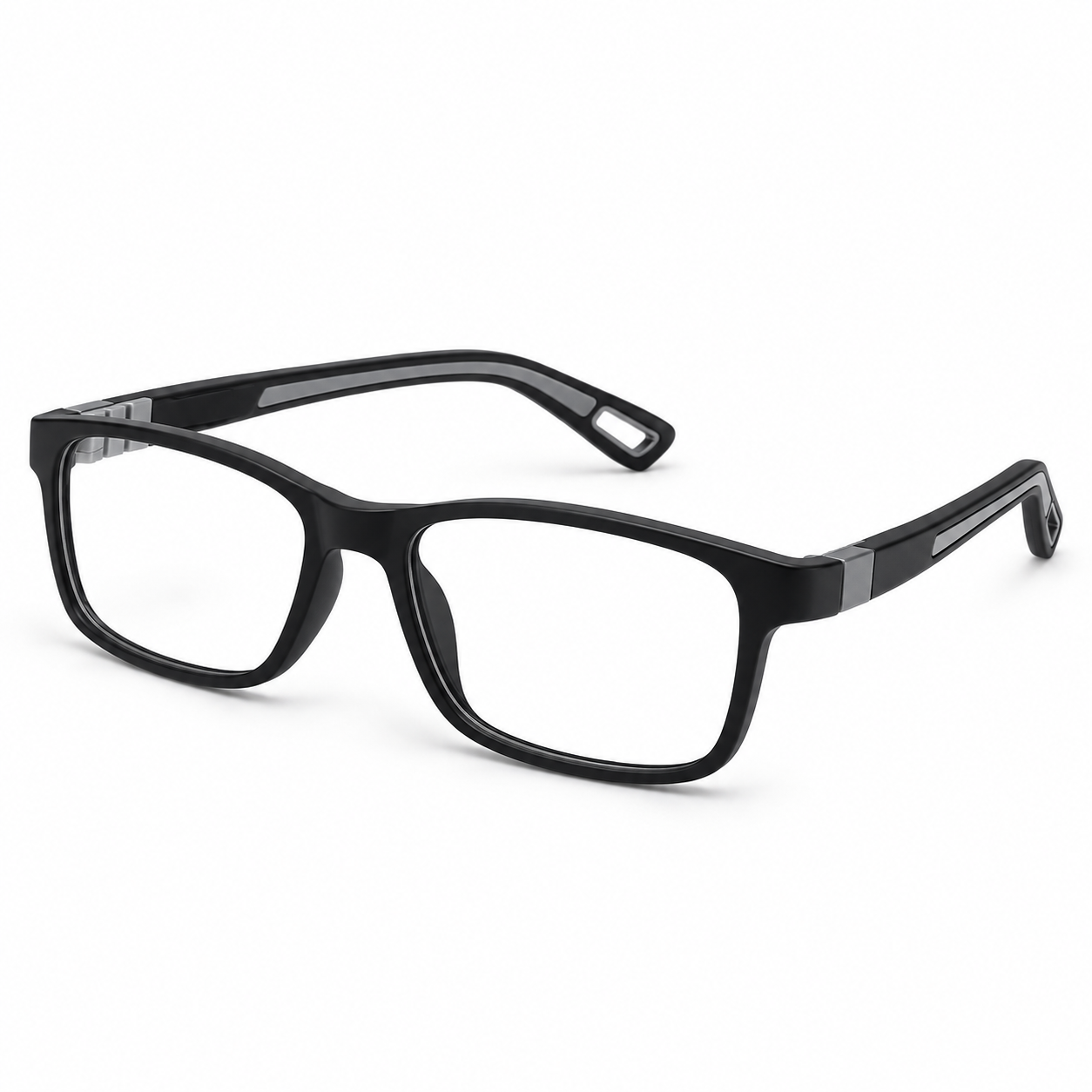FANDO Matte Grey Black Rectangular Eyeglass Frame