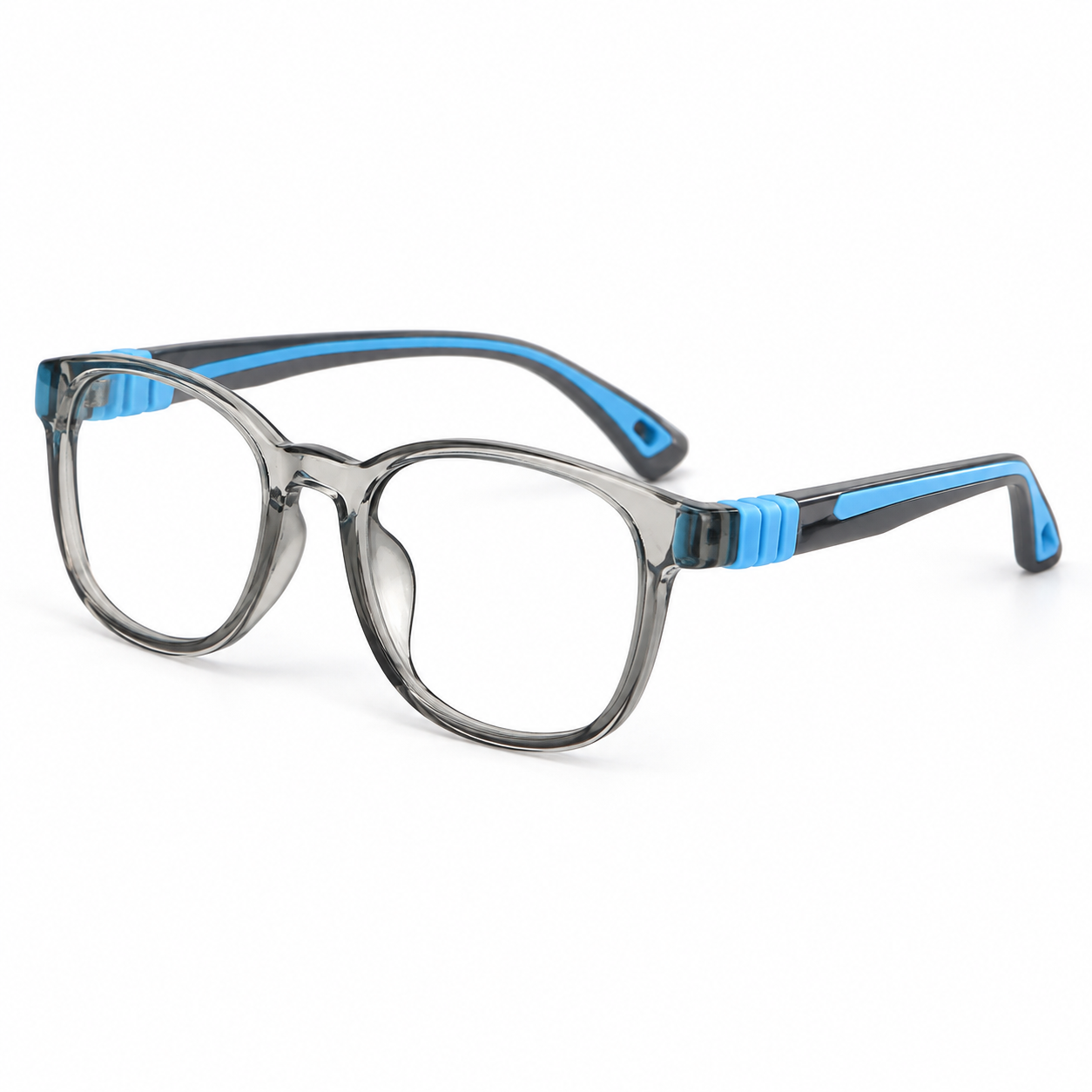 FANDO Kids Grey Blue Round Frame