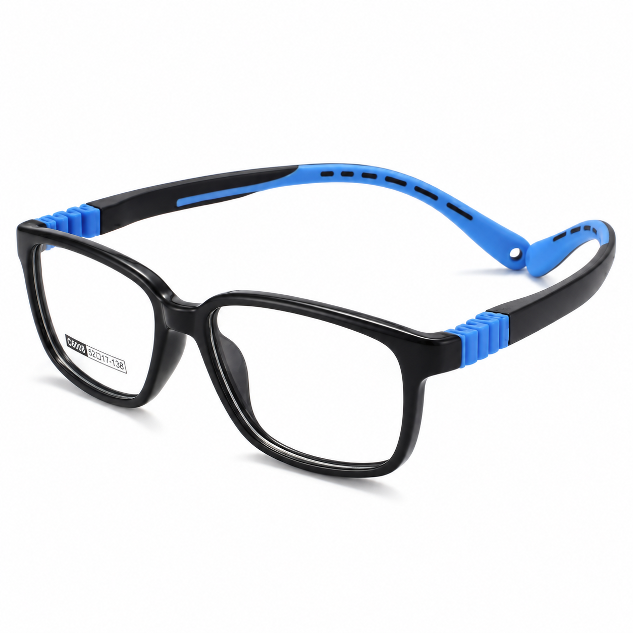 FANDO Glossy Black & Sky Blue Rectangular Frame