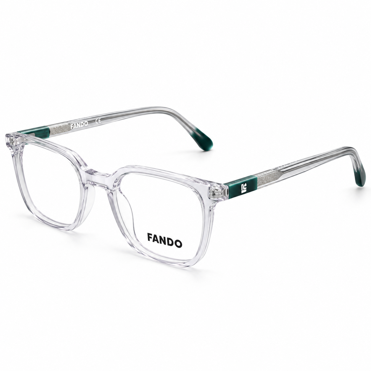 FANDO Crystal Clear & Emerald Green Square Frame
