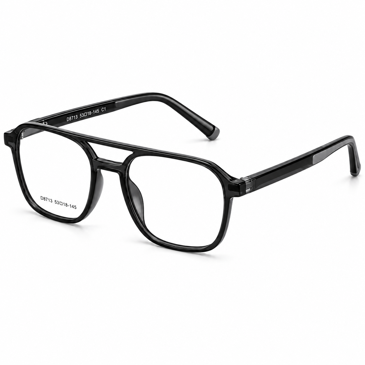 JET Glossy Black Double-Bridge Square Frame
