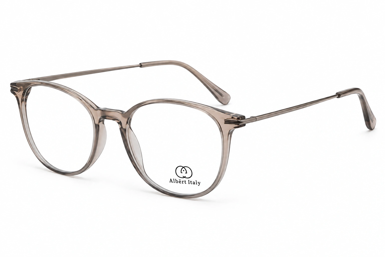 Albert Italy Translucent Taupe Grey Round Panto Frame