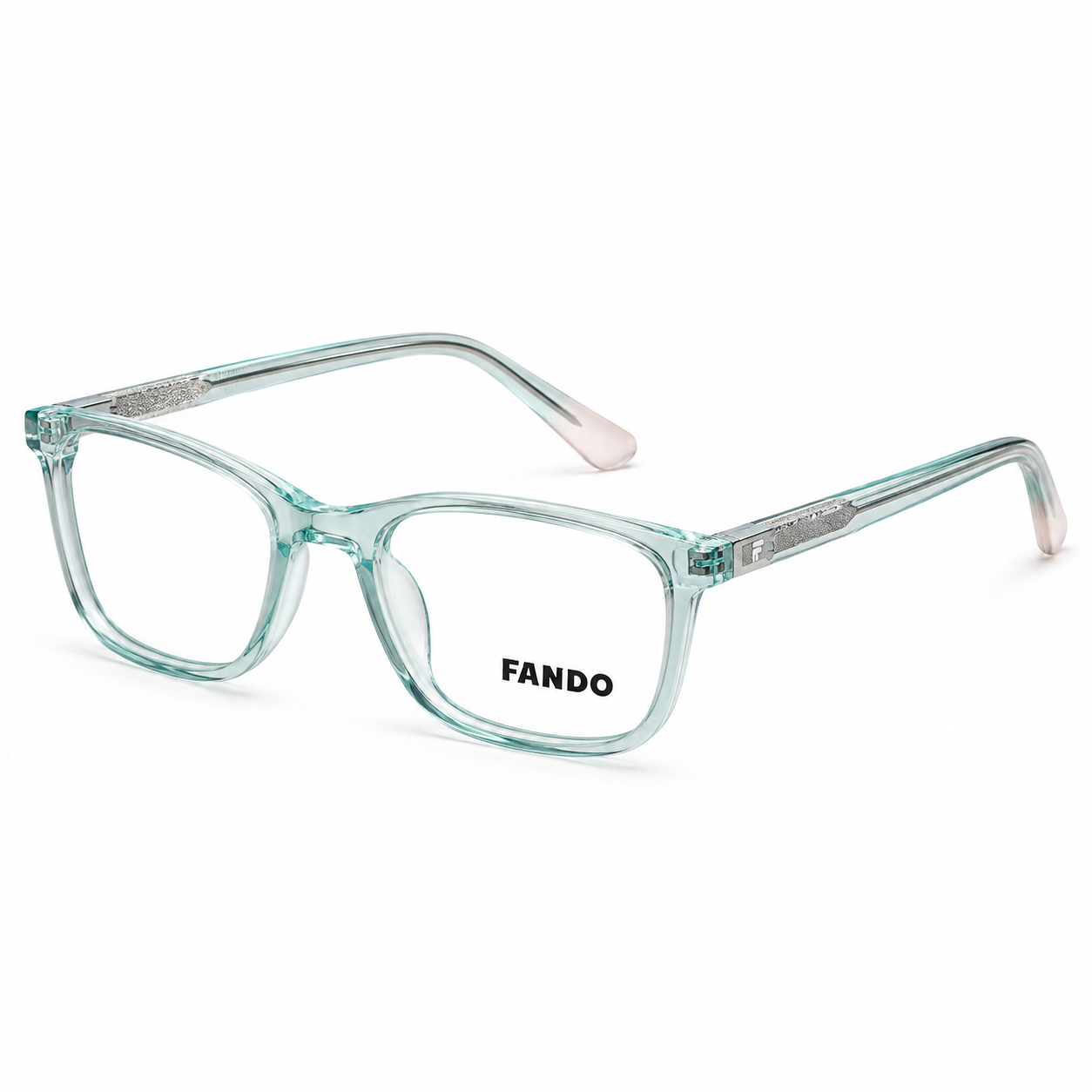 FANDO Translucent Mint Green & Burgundy Rectangular Frame