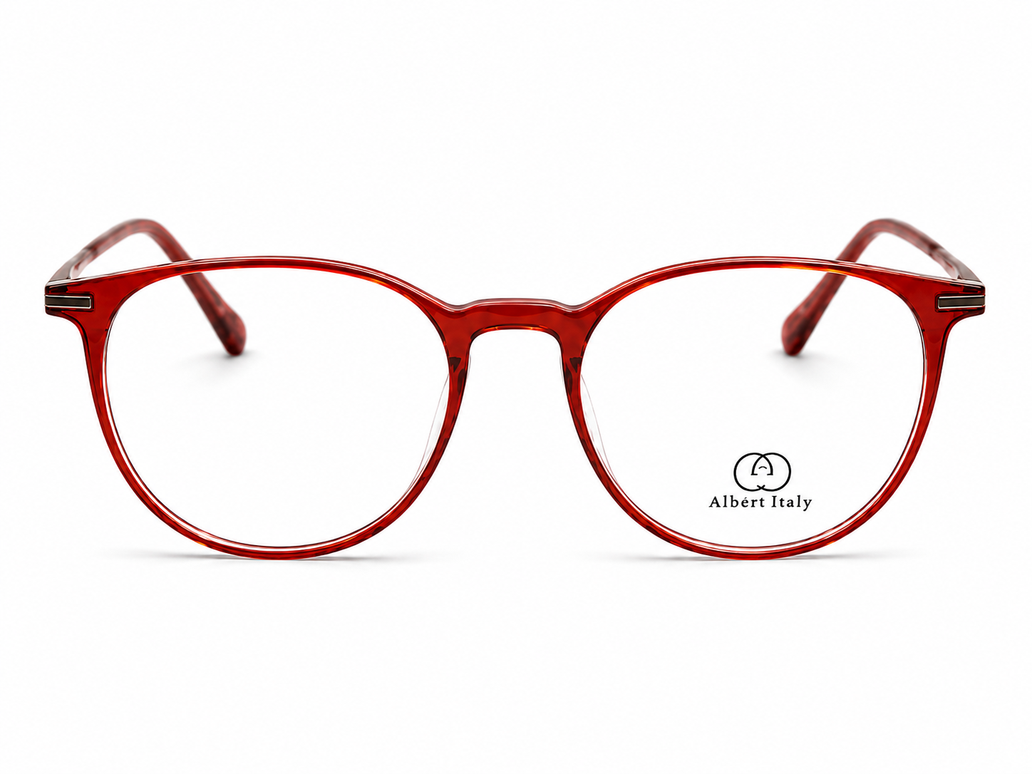 Albert Italy Glossy Wine Red & Silver Round Frame