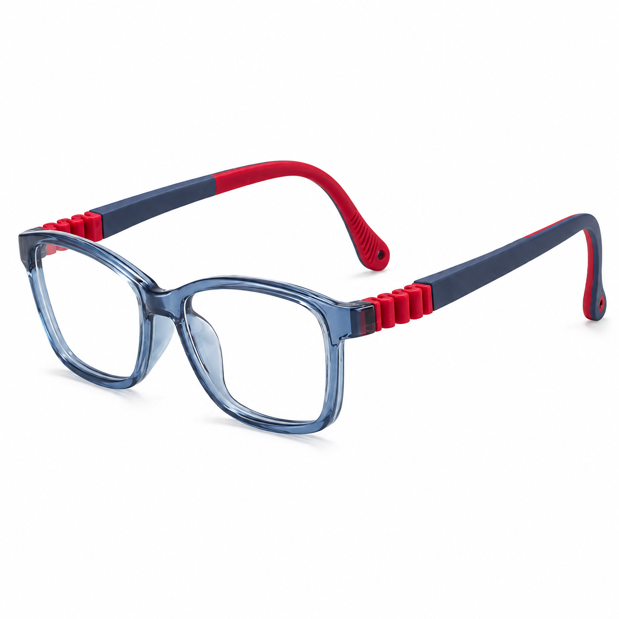 FANDO Kids Translucent Navy Grey & Red Rounded Rectangle Frame