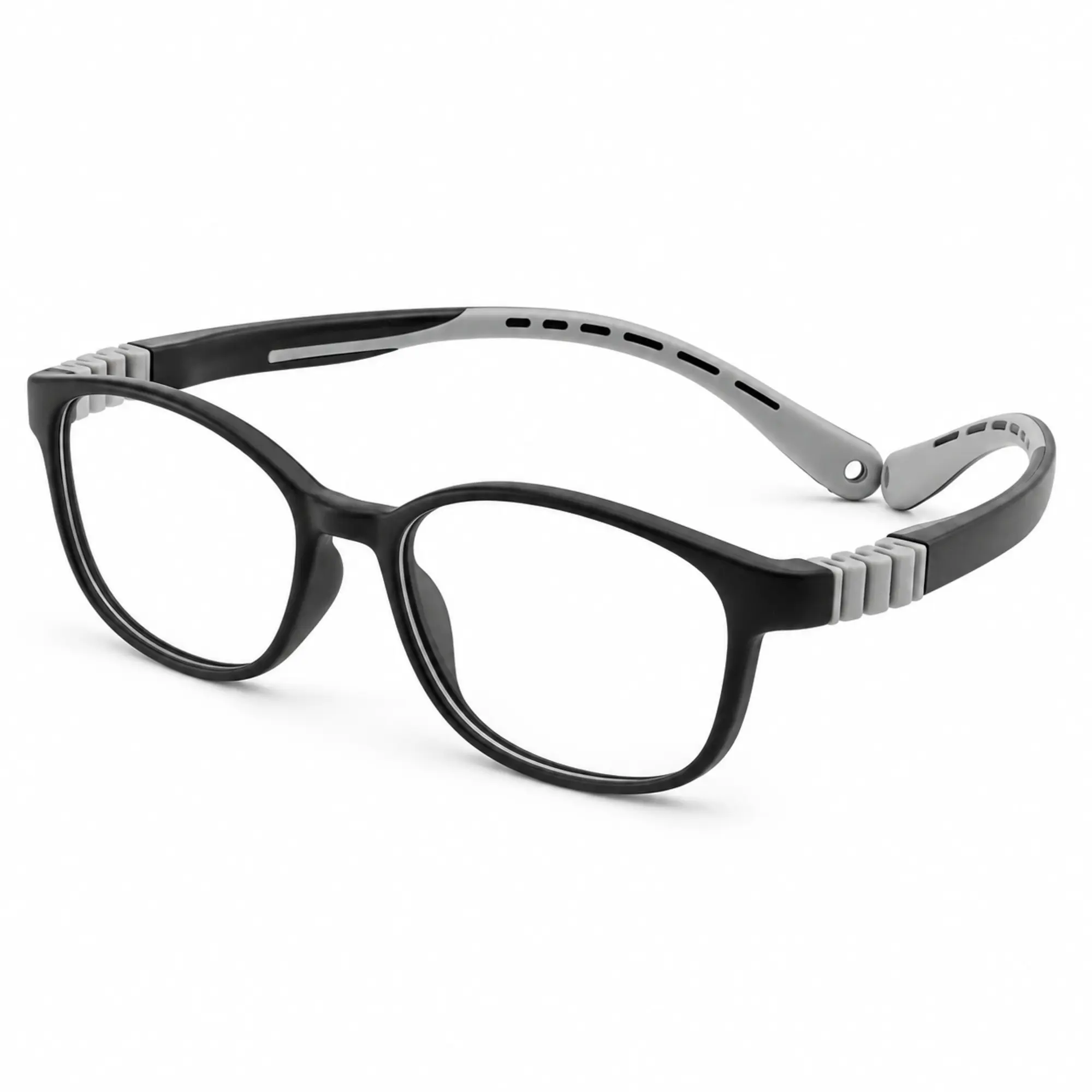 FANDO Kids Black Grey Rectangular Frame