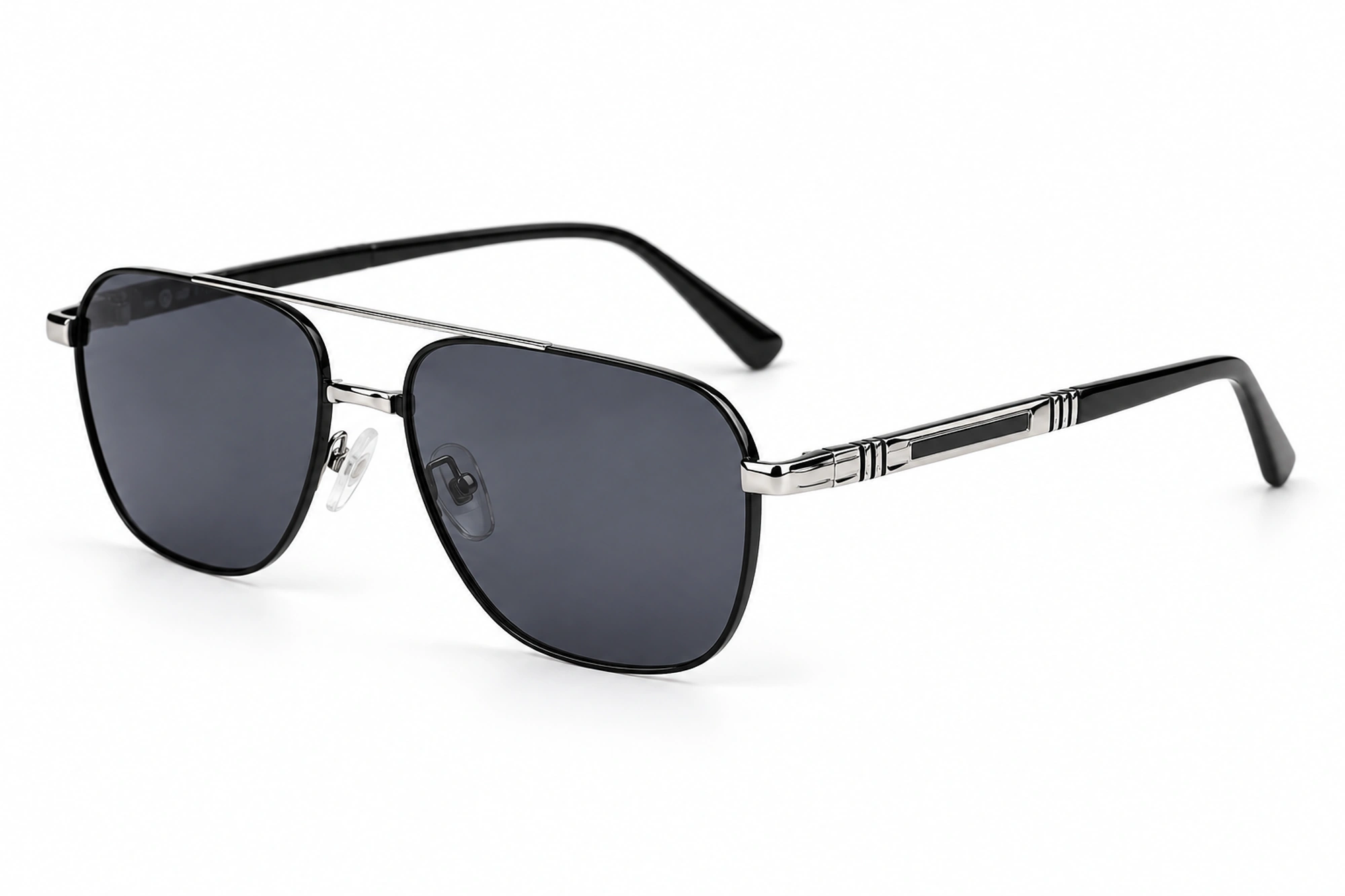 JET Black & Silver Square Aviator Sunglasses