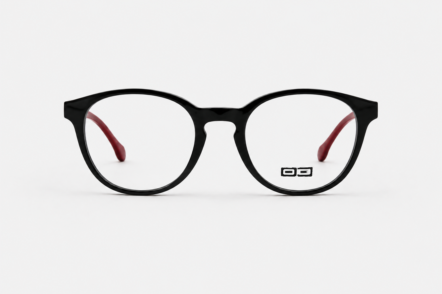O3 Black & Red Full Rim Round Frame