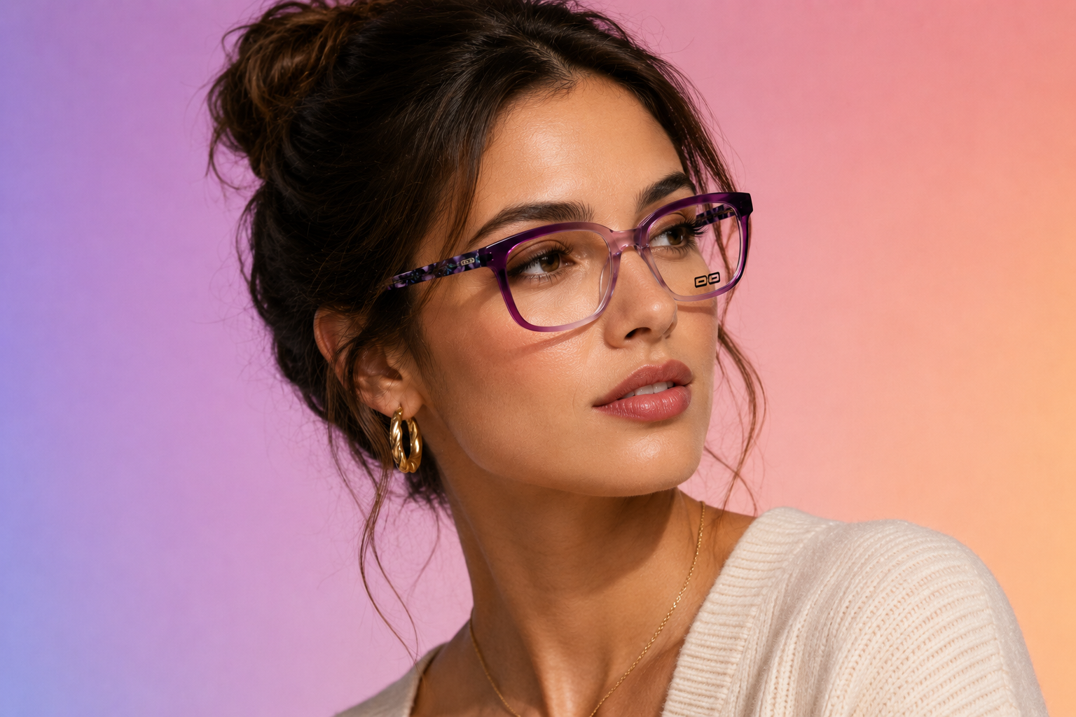 O3 Purple Gradient & Floral Tortoise Square Frame - Image 5